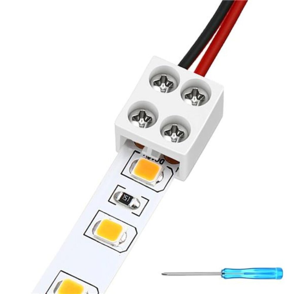 25 Pack Led Tape Light Connectors Tighten Screw Terminal Blocks 2 Pin 8mm